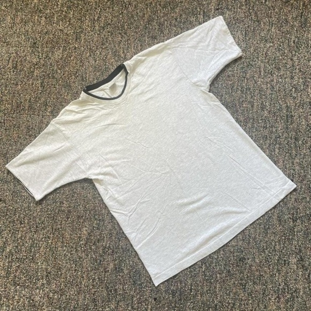Vintage Fruit of the Loom Ringer T-Shirt Gray‎ Black Single Stitch Made in USA L